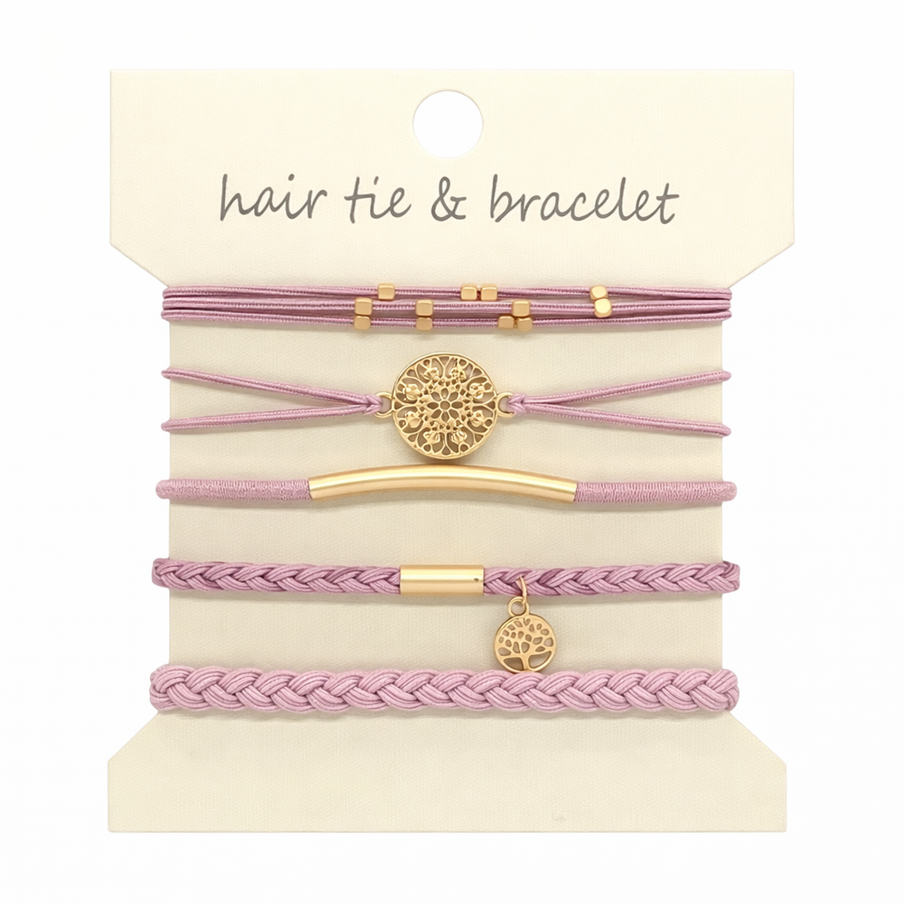 Soft Sky Hair Tie & Bracelet Stack (5-Piece Set)