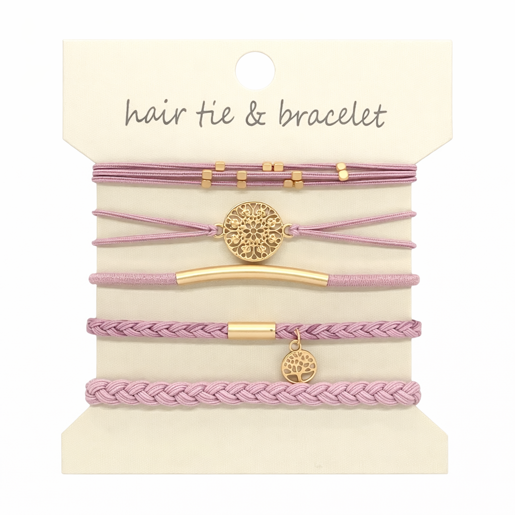 Soft Sky Hair Tie & Bracelet Stack (5-Piece Set)