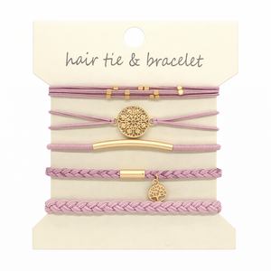 Soft Sky Hair Tie & Bracelet Stack (5-Piece Set)