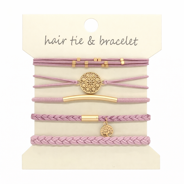 Soft Sky Hair Tie & Bracelet Stack (5-Piece Set)