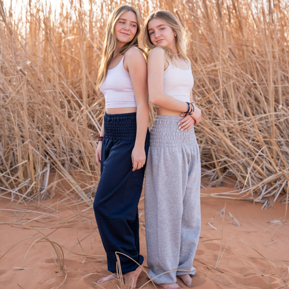 Wool Harem Sweatpants, Grey Cloud