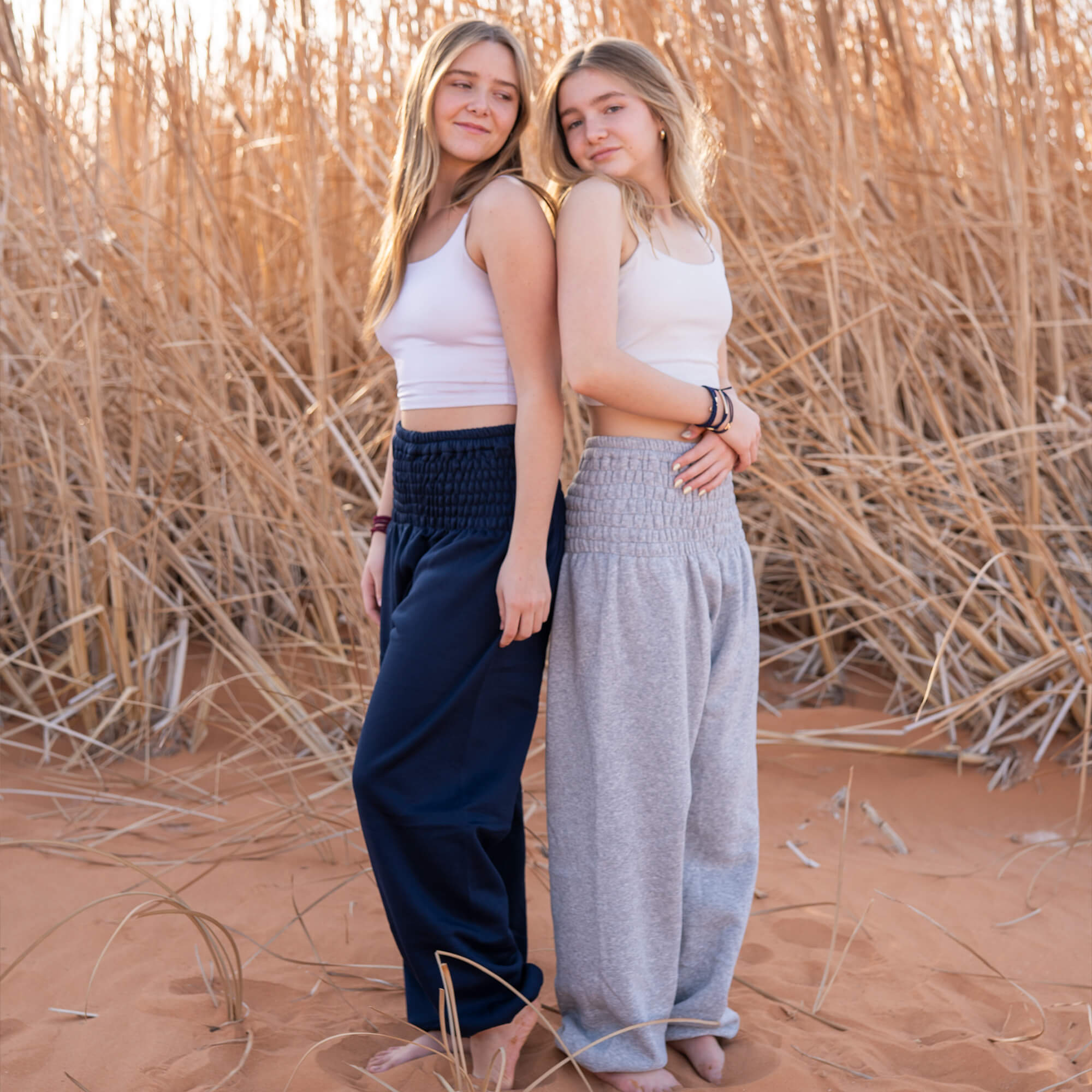 Wool Harem Sweatpants, Grey Cloud