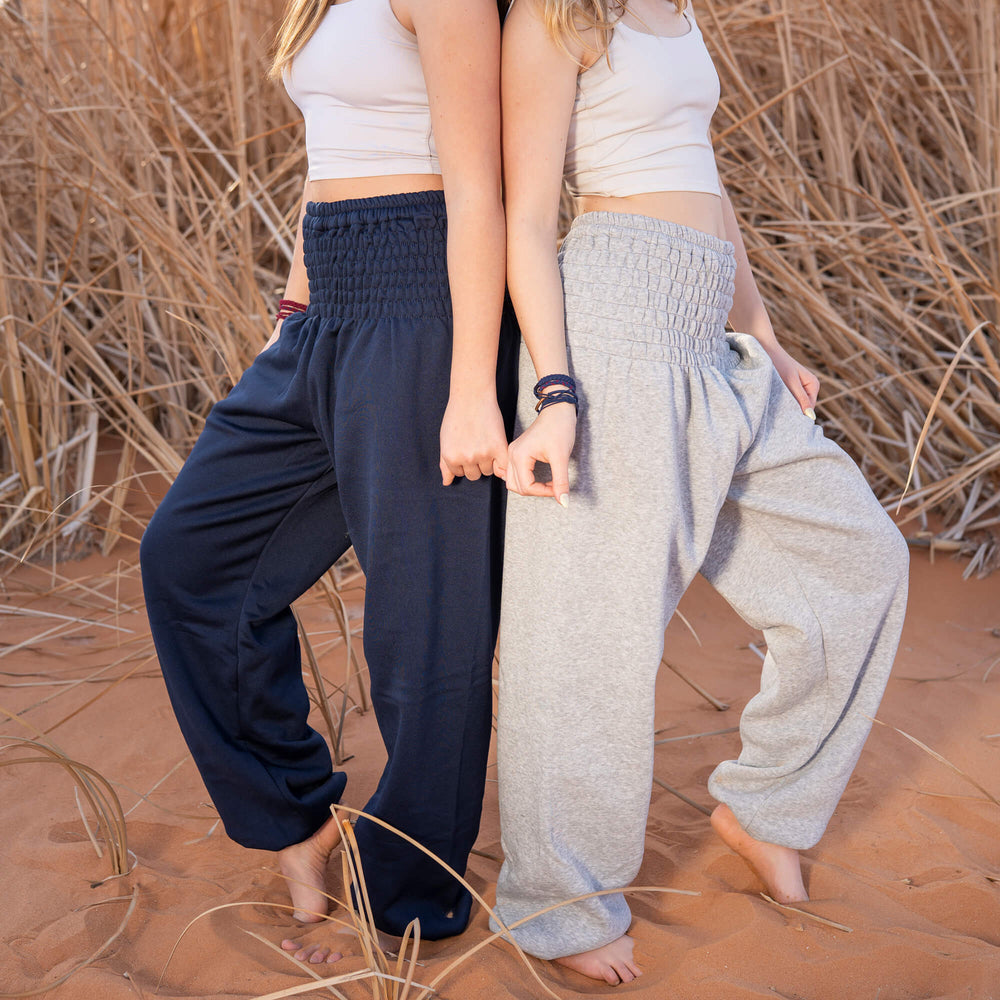 Wool Harem Sweatpants, Grey Cloud