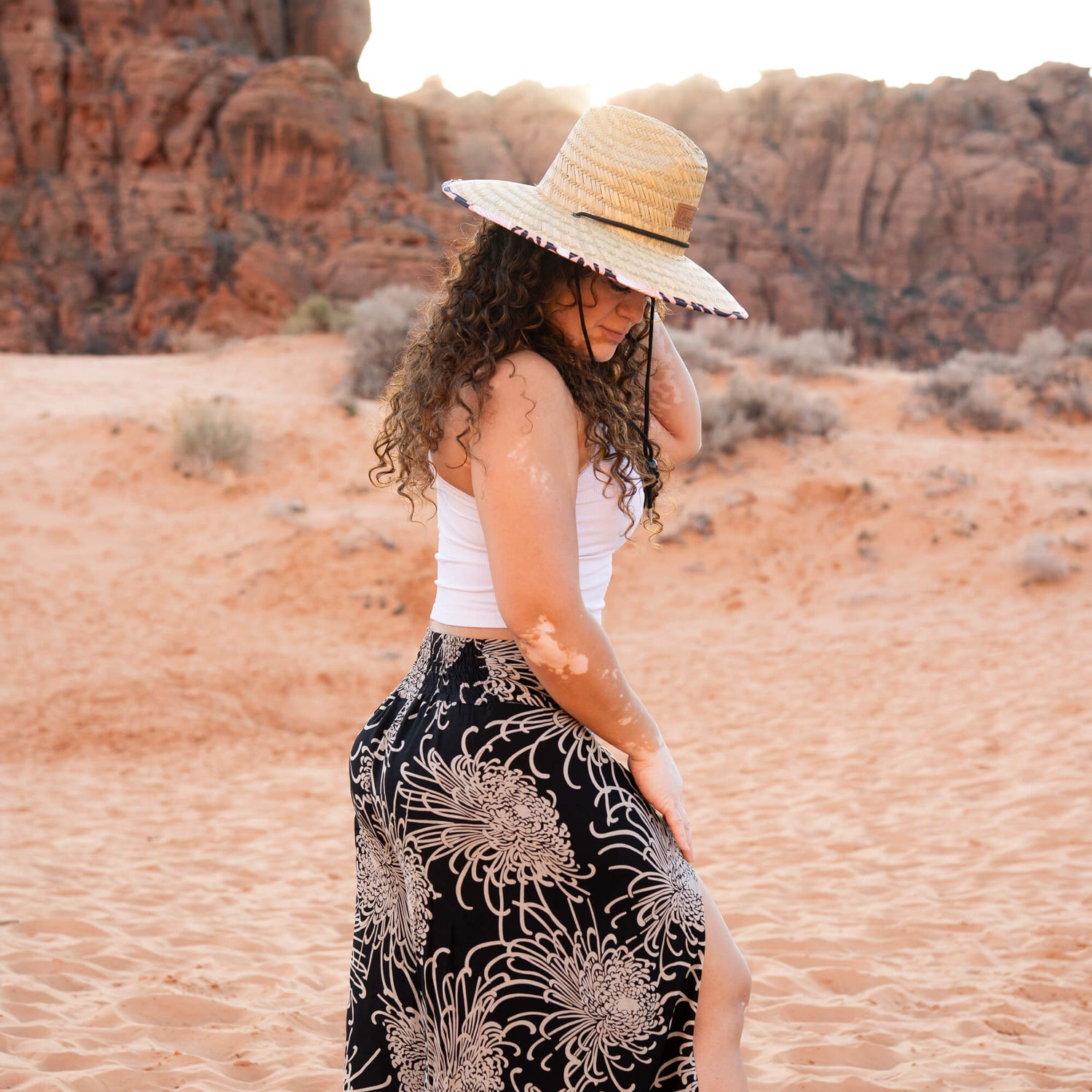 Palazzo Pants, Wild Bloom, Obsidian
