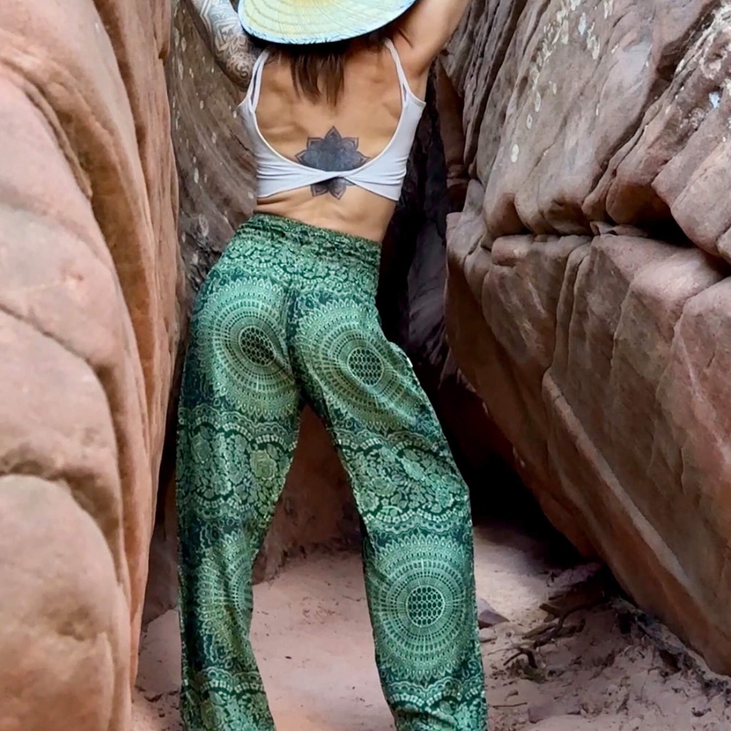 Harem Pants, Mandala, Forest Moss