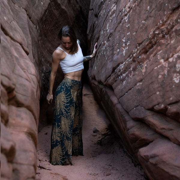 Wild Bloom Rooted Earth Palazzo Pants