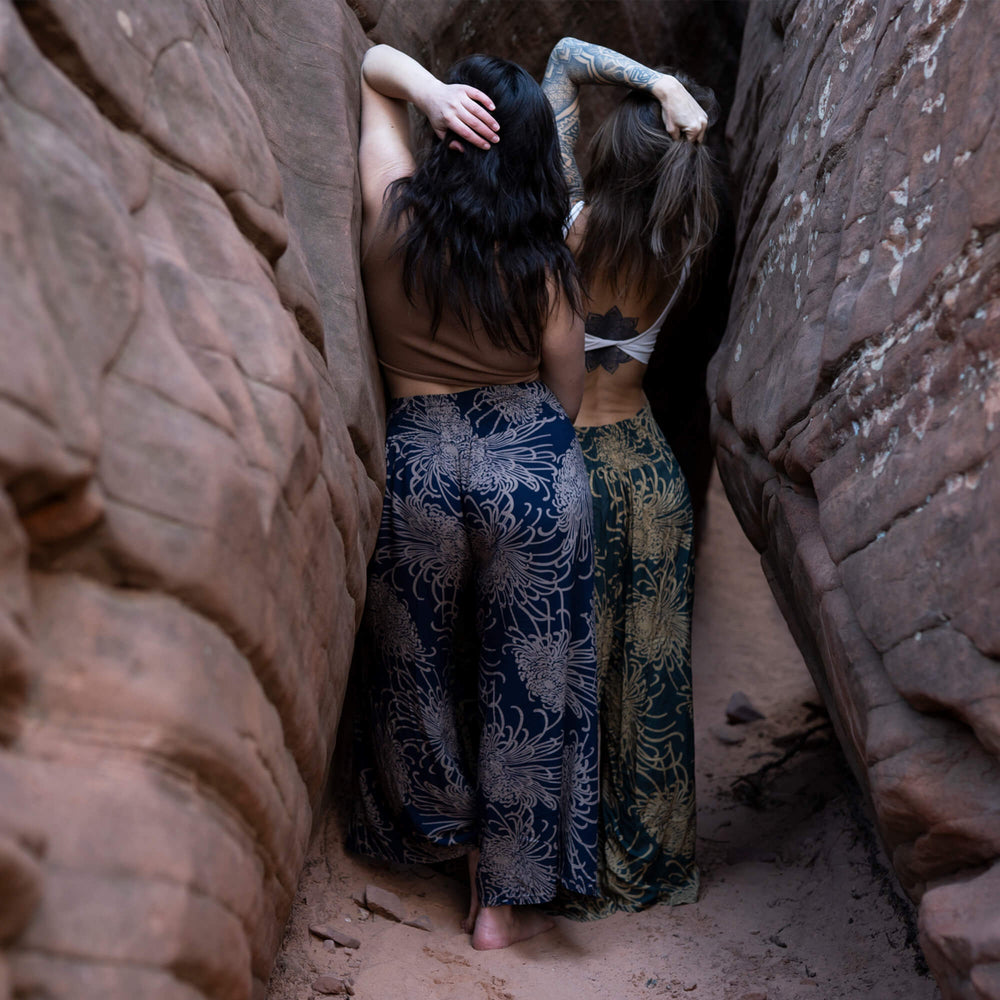 Wild Bloom Ocean Wave Palazzo Pants