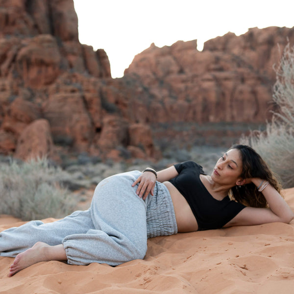 Wool Harem Sweatpants, Grey Cloud