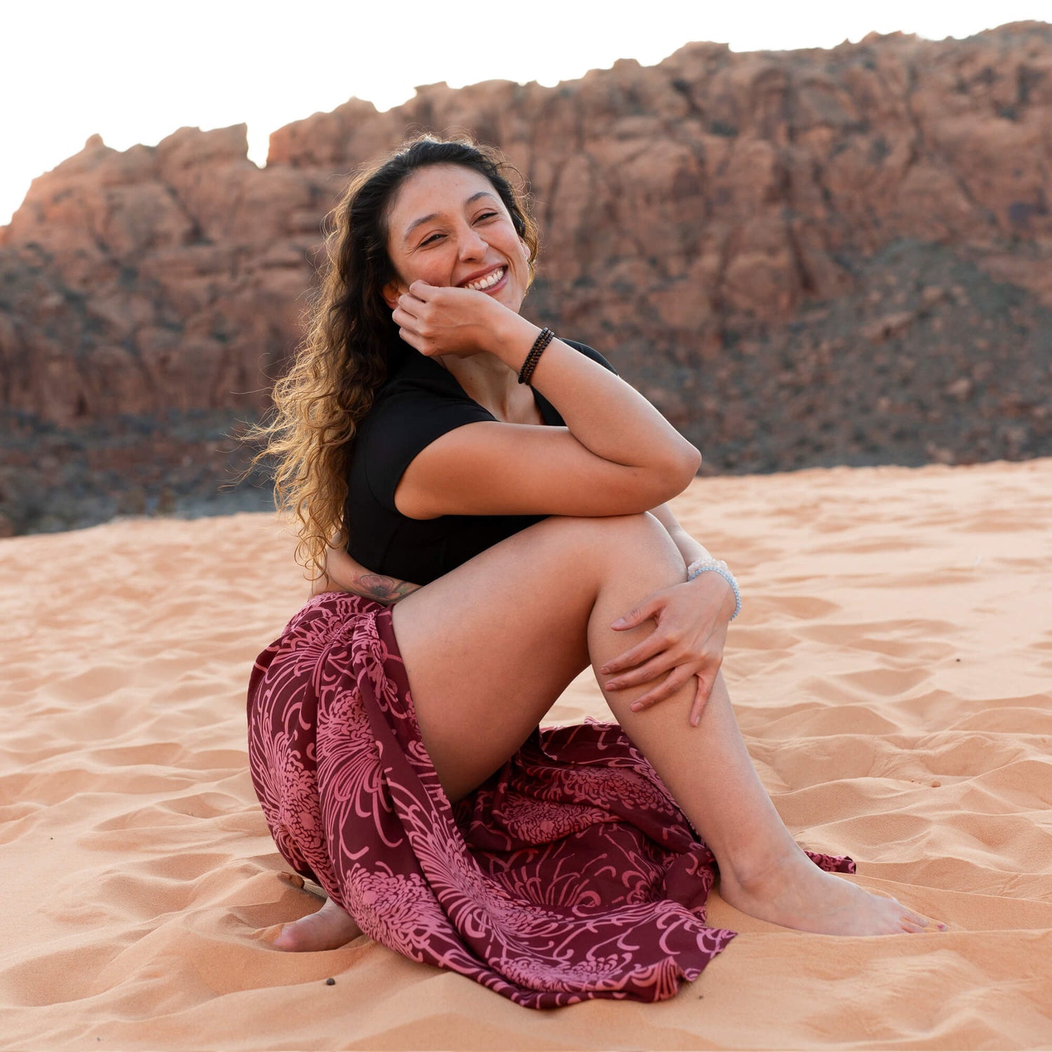 Palazzo Pants, Wild Bloom, Dusty Ruby