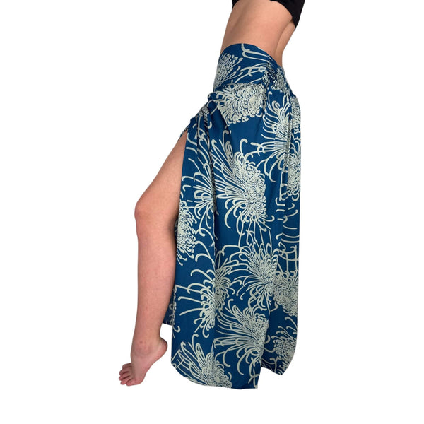 Charlee Girl Wild Bloom Azure Sky palazzo pants — blue floral wide leg pants