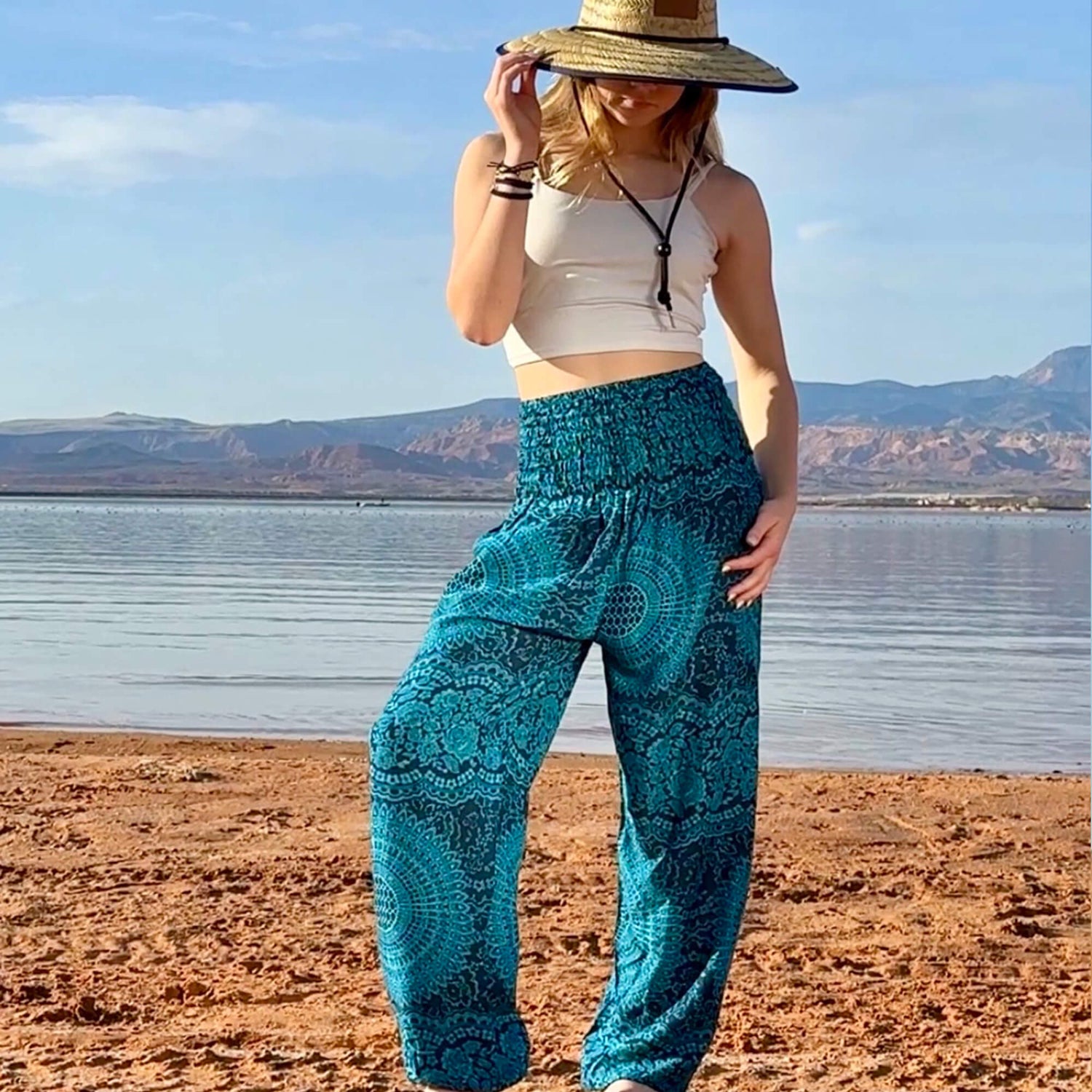 Harem Pants, Mandala, Azure Sky