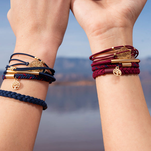 Ruby Garnet Hair Tie & Bracelet Stack (5-Piece Set)