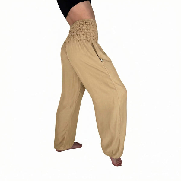 Charlee Girl cream harem pants in plant-based rayon viscose — boho harem pants women