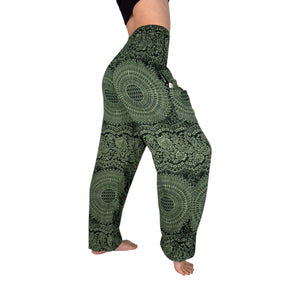 Charlee Girl mandala harem pants in forest moss green — mandala print pants women