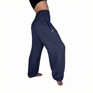 Charlee Girl navy harem pants in plant-based rayon viscose — boho harem pants women
