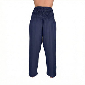 Deep hip pockets with heart logo on Ocean Wave harem pants — harem pants with pockets