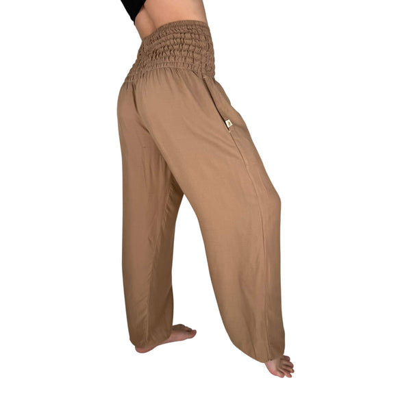 Charlee Girl sandstone harem pants in plant-based rayon viscose — boho harem pants women