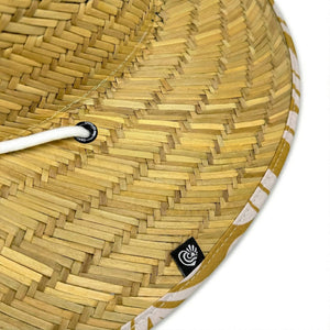 Natural straw texture on The Charlee Hollow Mat hat — handcrafted beach hat