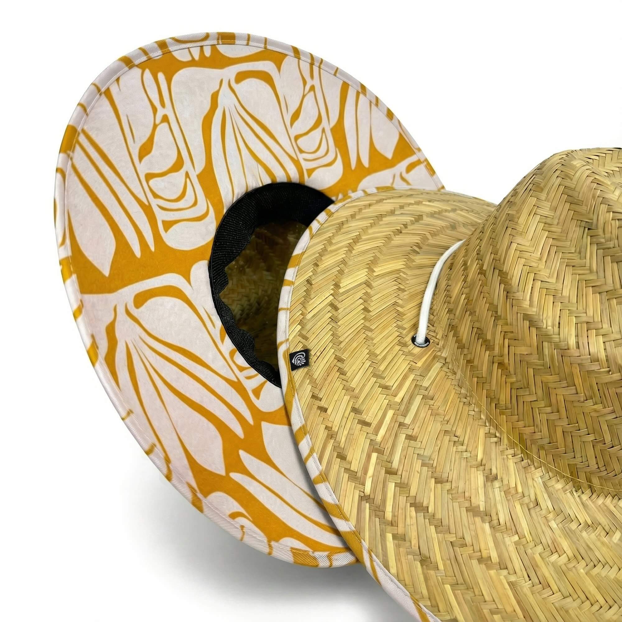 The Charlee Hollow Mat hat brim and weave detail — open weave straw sun hat