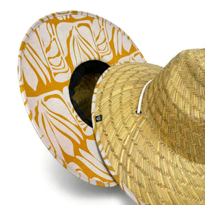 The Charlee Hollow Mat hat brim and weave detail — open weave straw sun hat