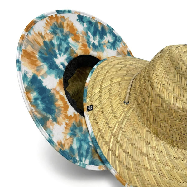 The Lucy Hollow Mat hat brim and weave detail — open weave straw sun hat