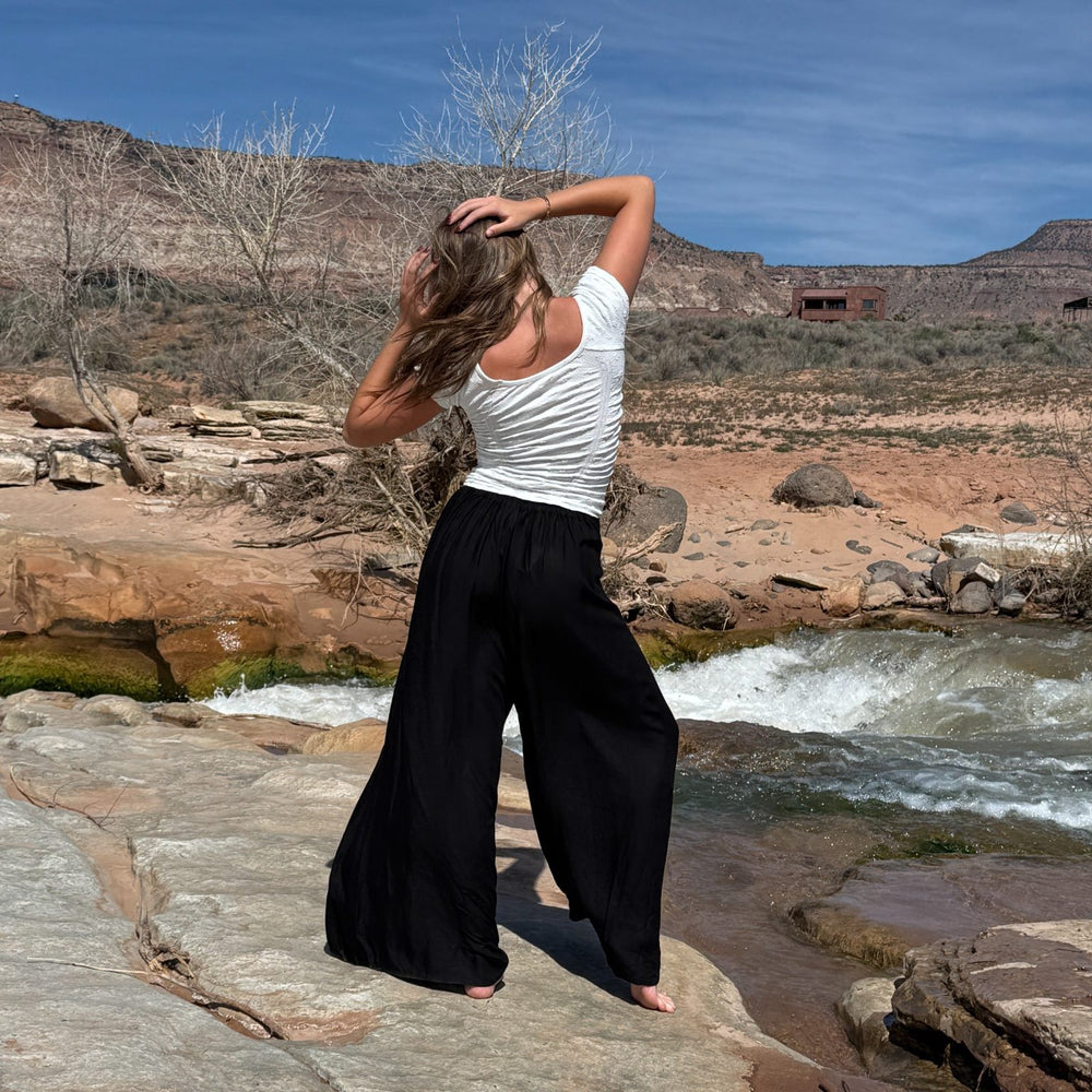 Palazzo Pants, Obsidian Solid