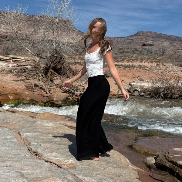 Palazzo Pants, Obsidian Solid