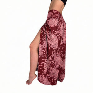 Charlee Girl Wild Bloom Dusty Ruby palazzo pants — red floral wide leg pants
