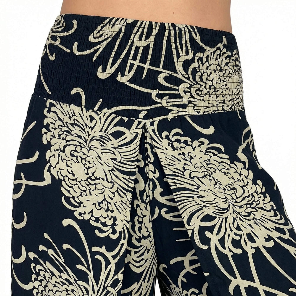 Palazzo Pants, Wild Bloom, Obsidian