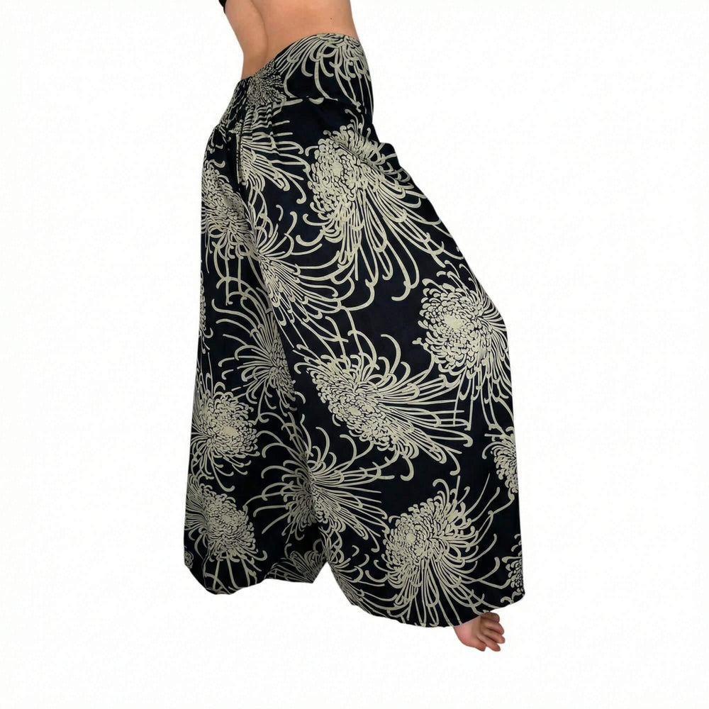 Palazzo Pants, Wild Bloom, Obsidian