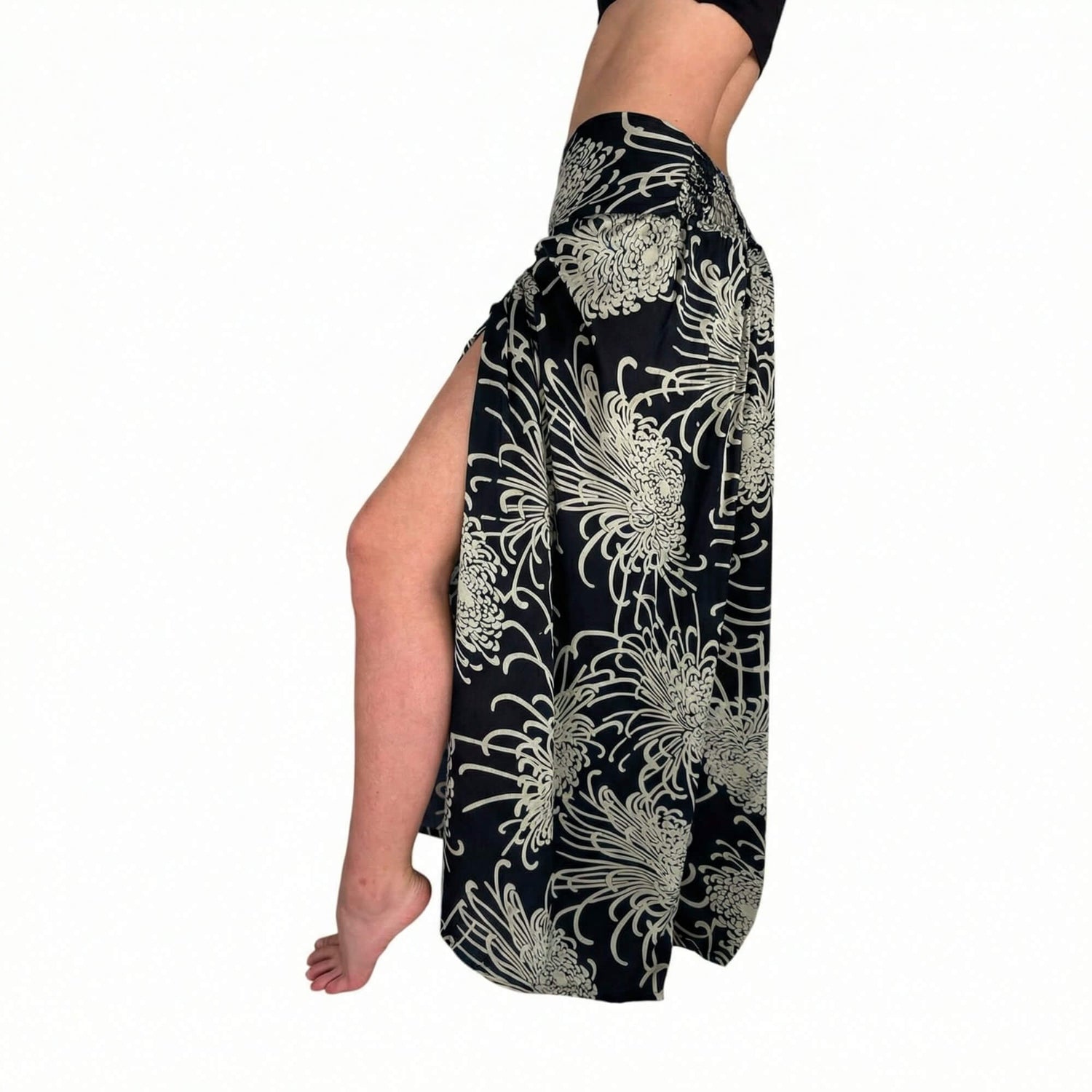 Palazzo Pants, Wild Bloom, Obsidian