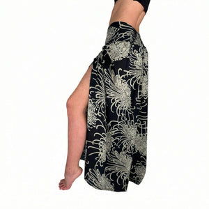Charlee Girl Wild Bloom Obsidian palazzo pants — black floral wide leg pants