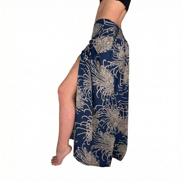 Charlee Girl Wild Bloom Ocean Wave palazzo pants — navy floral wide leg pants