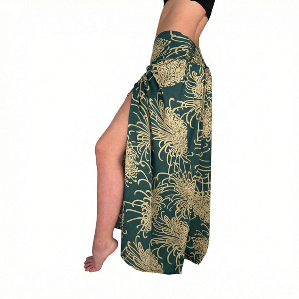 Charlee Girl Wild Bloom Rooted Earth palazzo pants — brown floral wide leg pants