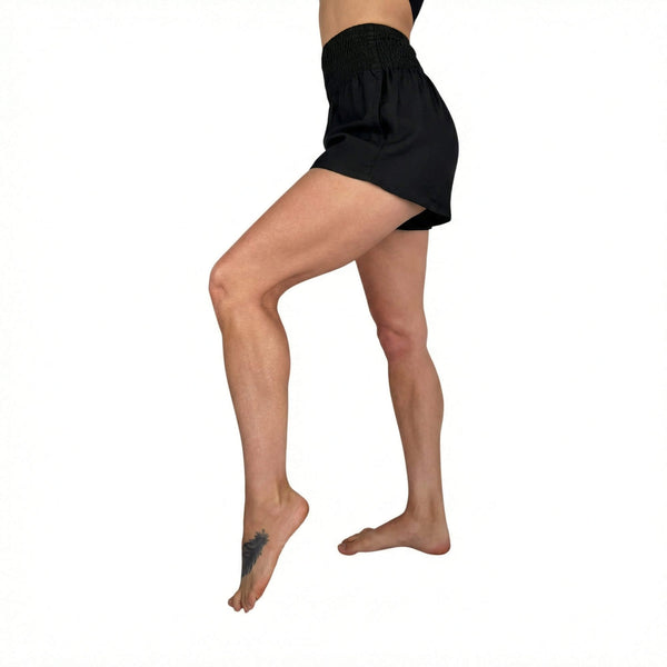 Charlee Girl black boho shorts in rayon viscose — black shorts women