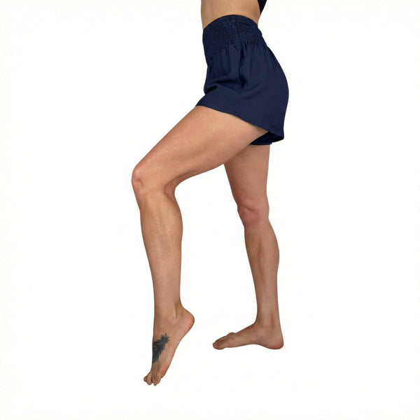 Charlee Girl navy boho shorts in rayon viscose — navy blue shorts women